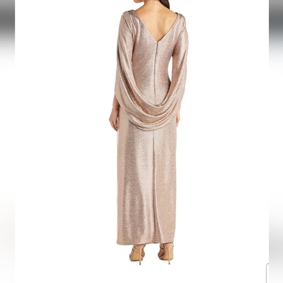 NWT Metallic Rose Gold R&M Richards long dress - Picture 2 of 11